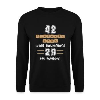Anniversaire 42 ans, idée cadeau date de naissance - Sweat-shirt Unisexe - noir - Devant - Alina (178cm) & Michal (187cm)