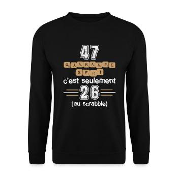 Anniversaire 47 ans, idée cadeau date de naissance - Sweat-shirt Unisexe - noir - Devant - Alina (178cm) & Michal (187cm)