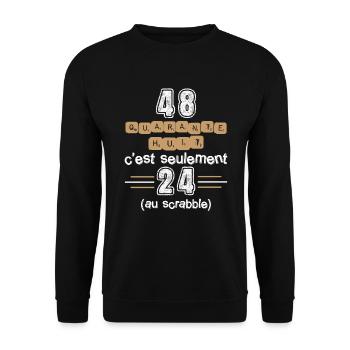Anniversaire 48 ans, idée cadeau date de naissance - Sweat-shirt Unisexe - noir - Devant - Alina (178cm) & Michal (187cm)