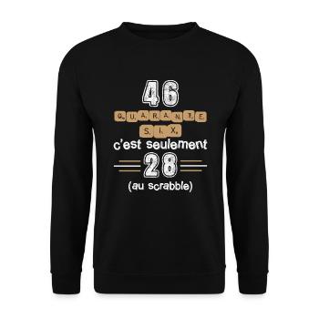 Anniversaire 46 ans, idée cadeau date de naissance - Sweat-shirt Unisexe - noir - Devant - Alina (178cm) & Michal (187cm)
