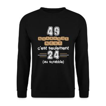 Anniversaire 49 ans, idée cadeau date de naissance - Sweat-shirt Unisexe - noir - Devant - Alina (178cm) & Michal (187cm)