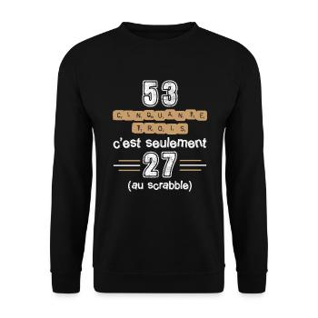 Anniversaire 53 ans, idée cadeau date de naissance - Sweat-shirt Unisexe - noir - Devant - Alina (178cm) & Michal (187cm)