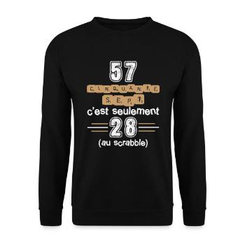 Anniversaire 57 ans, idée cadeau date de naissance - Sweat-shirt Unisexe - noir - Devant - Alina (178cm) & Michal (187cm)