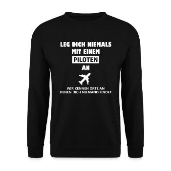 Pilot Spruch Aircraft Captain Cockpit Co-pilots - Unisex Pullover - Schwarz - Vorne - Alina (178cm) & Michal (187cm)