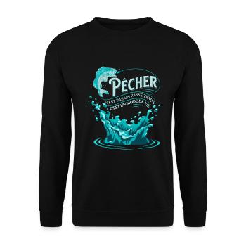 Pêche Cadeau pour Pêcheur Sport Citation Humour - Sweat-shirt Unisexe - noir - Devant - Alina (178cm) & Michal (187cm)