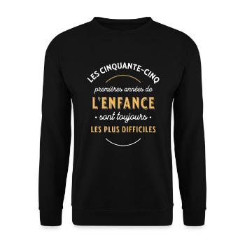 Anniversaire 55 ans, idée cadeau date de naissance - Sweat-shirt Unisexe - noir - Devant - Alina (178cm) & Michal (187cm)