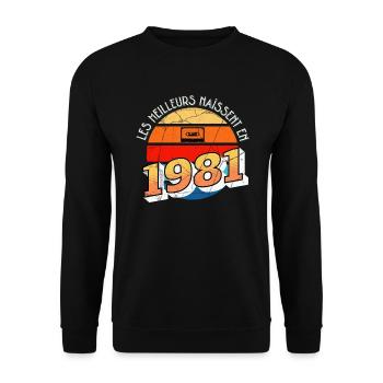 1981 Anniversaire Année de Naissance cadeau humour - Sweat-shirt Unisexe - noir - Devant - Alina (178cm) & Michal (187cm)