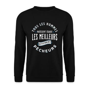 Pêche Cadeau pour Pêcheur Sport Citation Humour - Sweat-shirt Unisexe - noir - Devant - Alina (178cm) & Michal (187cm)