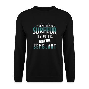Surf Idée Cadeau Pour Surfeur Citation Humour - Sweat-shirt Unisexe - noir - Devant - Alina (178cm) & Michal (187cm)