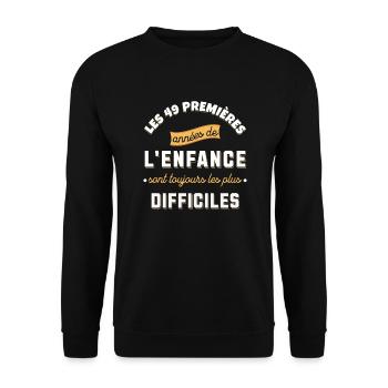 Anniversaire 49 ans Idée cadeau date de naissance - Sweat-shirt Unisexe - noir - Devant - Alina (178cm) & Michal (187cm)
