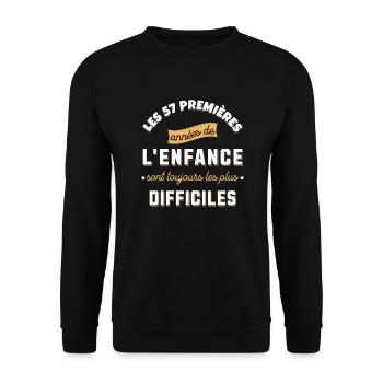 Anniversaire 57 ans Idée cadeau date de naissance - Sweat-shirt Unisexe - noir - Devant - Alina (178cm) & Michal (187cm)