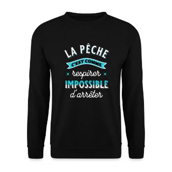 Pêche Cadeau pour Pêcheur Sport Citation Humour - Sweat-shirt Unisexe - noir - Devant - Alina (178cm) & Michal (187cm)