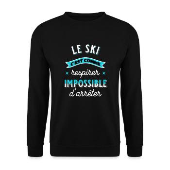Ski Cadeau pour Sport d'Hiver Snow Drôle - Sweat-shirt Unisexe - noir - Devant - Alina (178cm) & Michal (187cm)