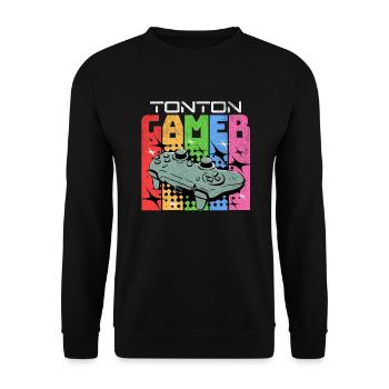 Tonton Gamer Cadeau Gaming Vintage Jeux Vidéo Geek - Sweat-shirt Unisexe - noir - Devant - Alina (178cm) & Michal (187cm)