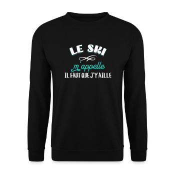 Ski Cadeau pour Sport d'Hiver Snow Drôle Rigolo - Sweat-shirt Unisexe - noir - Devant - Alina (178cm) & Michal (187cm)