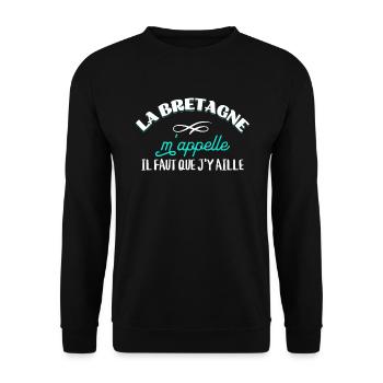 Bretagne cadeau pour breton Rigolo Citation Région - Sweat-shirt Unisexe - noir - Devant - Alina (178cm) & Michal (187cm)