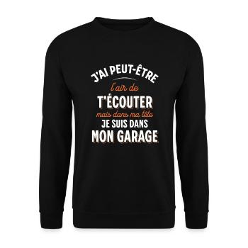 Mécanicien cadeau pour Garagiste Bricoleur Rigolo - Sweat-shirt Unisexe - noir - Devant - Alina (178cm) & Michal (187cm)