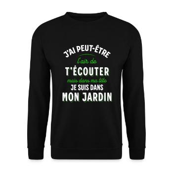 Jardin Cadeau pour Jardinier Potager Rigolo Humour - Sweat-shirt Unisexe - noir - Devant - Alina (178cm) & Michal (187cm)
