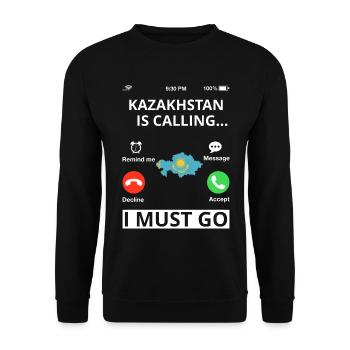 Drapeau du Kazakhstan Drapeau du Kazakhstan - Sweat-shirt Unisexe - noir - Devant - Alina (178cm) & Michal (187cm)