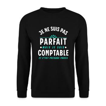 Comptable Cadeau Rigolo Dicton Humour Slogan - Sweat-shirt Unisexe - noir - Devant - Alina (178cm) & Michal (187cm)