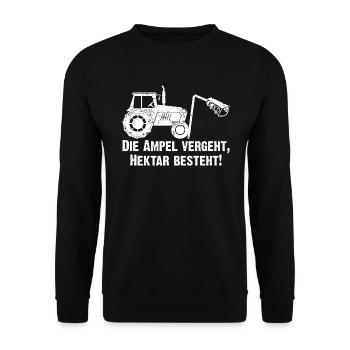 die Ampel vergeht, Hektar besteht. Solidarität - Unisex Pullover - Schwarz - Vorne - Alina (178cm) & Michal (187cm)