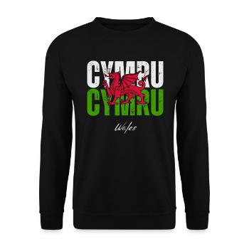 Flagge von Wales, walisischer Stolz - Unisex Pullover - Schwarz - Vorne - Alina (178cm) & Michal (187cm)