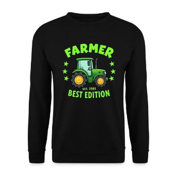 Farmer seit 1991 - Lustige Bauern - Unisex Pullover - Schwarz - Vorne - Alina (178cm) & Michal (187cm)