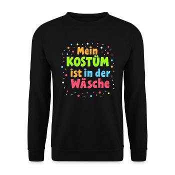 Mein Kostüm ist in der Wäsche - Lustiges Karneval - Unisex Pullover - Schwarz - Vorne - Alina (178cm) & Michal (187cm)