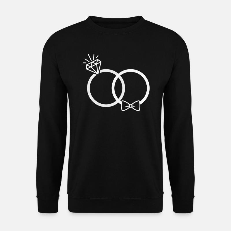 Hochzeit Eheringe Ring Diamant Fliege Paar JGA ws - Unisex Pullover - Schwarz