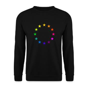 EU Sterne in Regenbogenfarben Europa Liebe LGBT - Unisex Pullover - Schwarz - Vorne - Alina (178cm) & Michal (187cm)