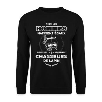 Chasseur de lapin cadeau homme - Sweat-shirt Unisexe - noir - Devant - Alina (178cm) & Michal (187cm)