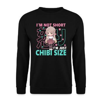 Chibi I'm Not Short I'm Just Chibi Mädchen Frau - Unisex Pullover - Schwarz - Vorne - Alina (178cm) & Michal (187cm)