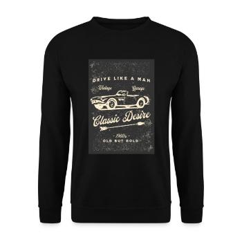 Ich liebe Oldtimer (leuchtende Farben) - Unisex Pullover - Schwarz - Vorne - Alina (178cm) & Michal (187cm)