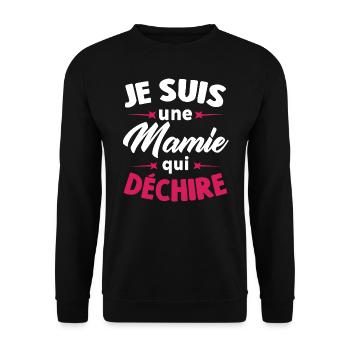 Je Suis Une Mamie Qui Déchire - Sweat-shirt Unisexe - noir - Devant - Alina (178cm) & Michal (187cm)