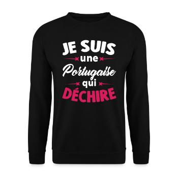 Je Suis Une Portugaise Qui Déchire - Sweat-shirt Unisexe - noir - Devant - Alina (178cm) & Michal (187cm)