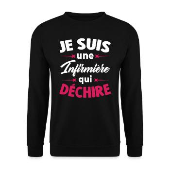Je Suis Une Infirmière Qui Déchire - Sweat-shirt Unisexe - noir - Devant - Alina (178cm) & Michal (187cm)