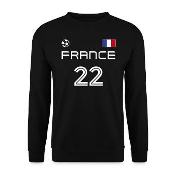France 2022 Frankreich Trikot Fussball Fan - Unisex Pullover - Schwarz - Vorne - Alina (178cm) & Michal (187cm)