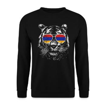 Armenia Armenien Sonnenbrille Tiger Flagge Flag - Unisex Pullover - Schwarz - Vorne - Alina (178cm) & Michal (187cm)