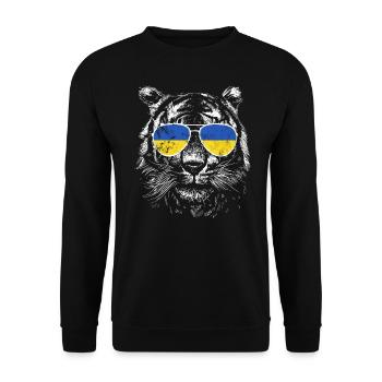Ukraine Tiger Slava Ukraine Sunglasses Flag - Unisex Sweatshirt - black - Front - Alina (178cm) & Michal (187cm)