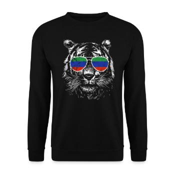 Dagestan Tiger Dagestaner Flagge Sonnenbrille - Unisex Pullover - Schwarz - Vorne - Alina (178cm) & Michal (187cm)
