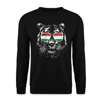 Ungarn Hungary Flagge Sonnenbrille Ungarisch Tiger - Unisex Pullover - Schwarz - Vorne - Alina (178cm) & Michal (187cm)