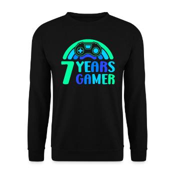 7th Birthday Boy 7 Years Controller Gaming - Unisex Sweatshirt - black - Front - Alina (178cm) & Michal (187cm)