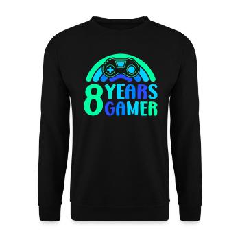 8. Geburtstag Junge 8 Jahre Controller Gaming - Unisex Pullover - Schwarz - Vorne - Alina (178cm) & Michal (187cm)