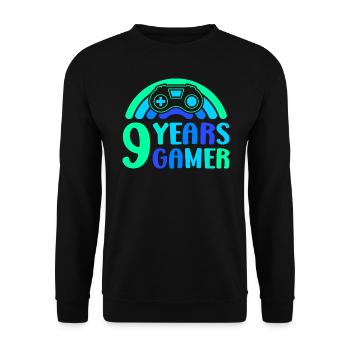 9ème anniversaire garçon 9 ans contrôleur de jeu - Sweat-shirt Unisexe - noir - Devant - Alina (178cm) & Michal (187cm)