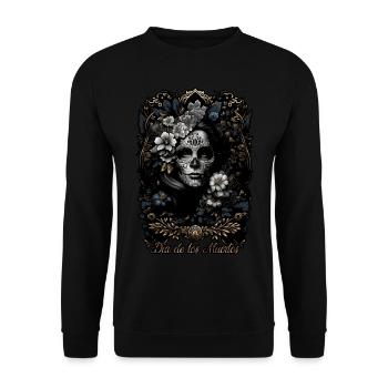 Dia de los Muertos Halloween Mexiko Kostüm Frau - Unisex Pullover - Schwarz - Vorne - Alina (178cm) & Michal (187cm)