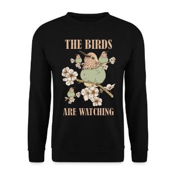 The birds are watching vintage graphic - Unisex Sweatshirt - black - Front - Alina (178cm) & Michal (187cm)