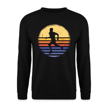 Sport Retro Sunset Running - Unisex Pullover - Schwarz - Vorne - Alina (178cm) & Michal (187cm)