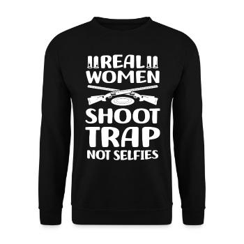 Trapschießen | Schießsport Fallenschießen Geschenk - Unisex Pullover - Schwarz - Vorne - Alina (178cm) & Michal (187cm)