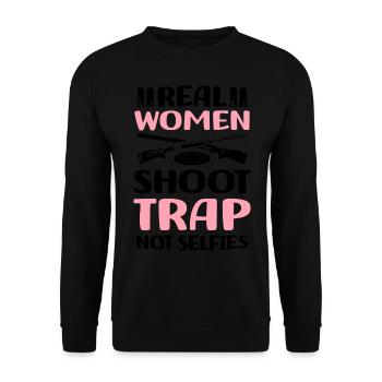 Trapschießen | Schießsport Fallenschießen Geschenk - Unisex Pullover - Schwarz - Vorne - Alina (178cm) & Michal (187cm)
