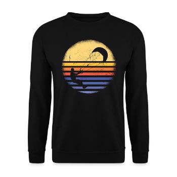 Sport Retro Sunset Kitesurfing - Unisex Pullover - Schwarz - Vorne - Alina (178cm) & Michal (187cm)